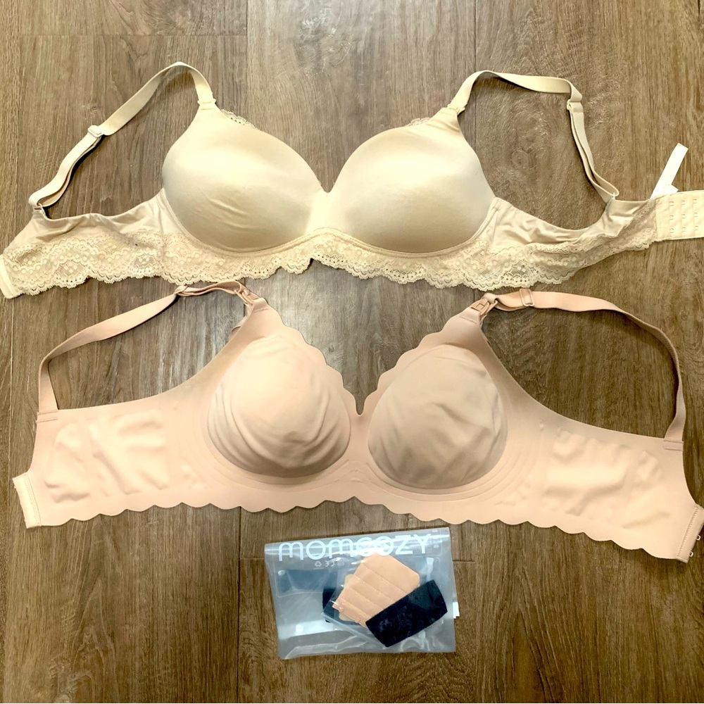 Pair of nursing/pumping bras. Momcozy amd Momanda, 36C and medium